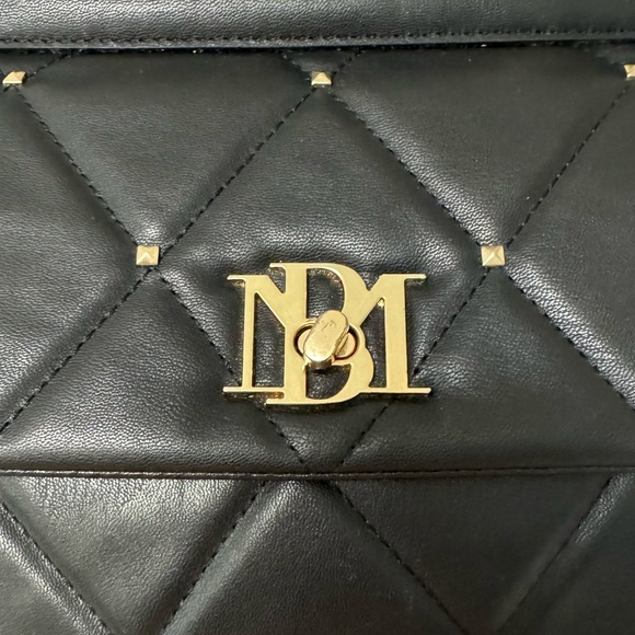 Badgley Mischka Big Diamond Quilting With Studs Bag Black Gold‎ - Picture 4 of 14